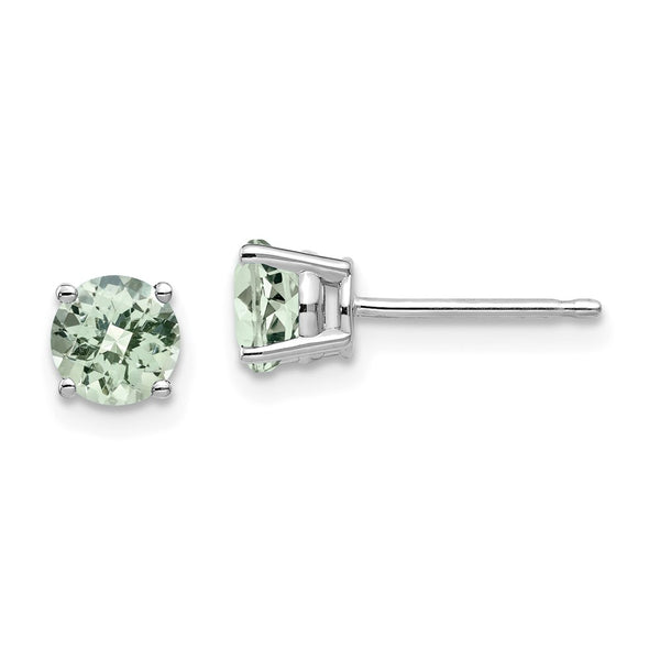 14K Gold 5mm Round Green Quartz Earrings