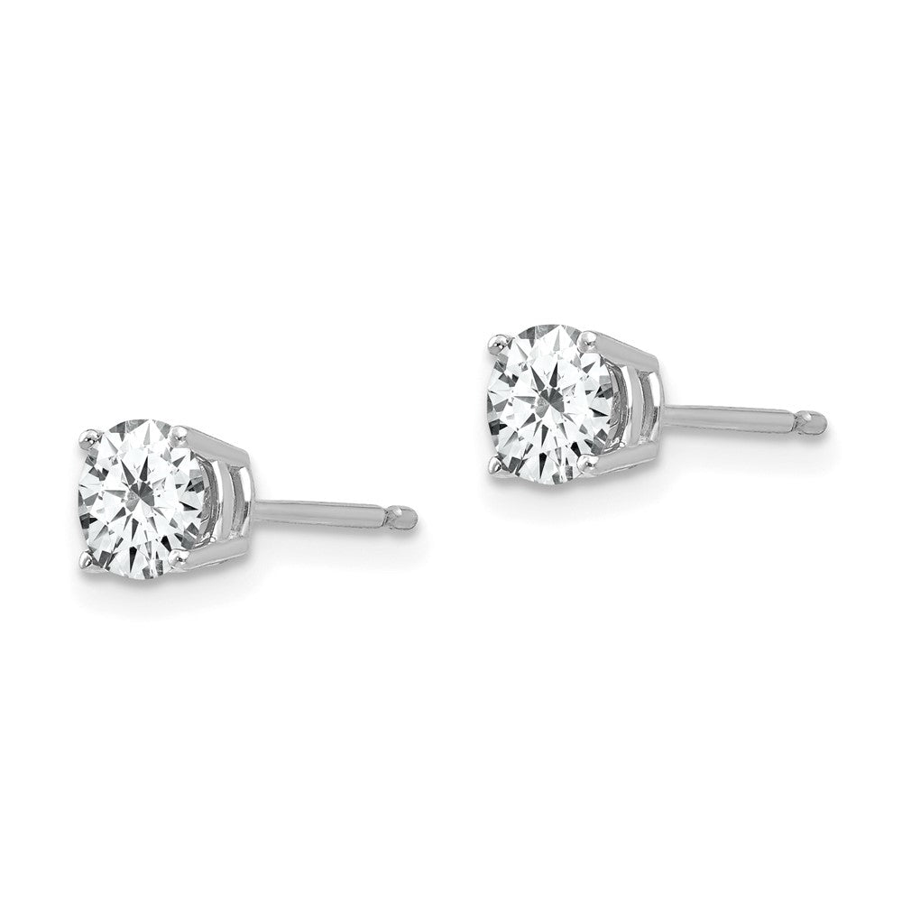 High-Quality 14K White Gold 5mm CZ Stud Earrings - Stylish & Affordable Price
