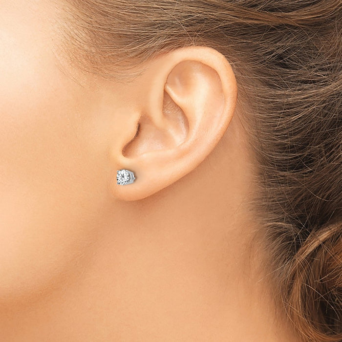 High-Quality 14K White Gold 5mm CZ Stud Earrings - Stylish & Affordable Price-3