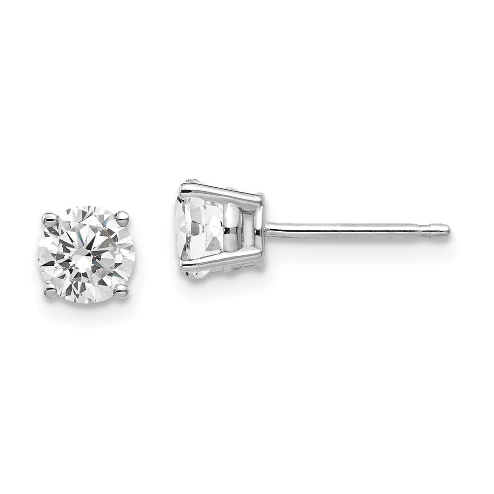 High-Quality 14K White Gold 5mm CZ Stud Earrings - Stylish & Affordable Price