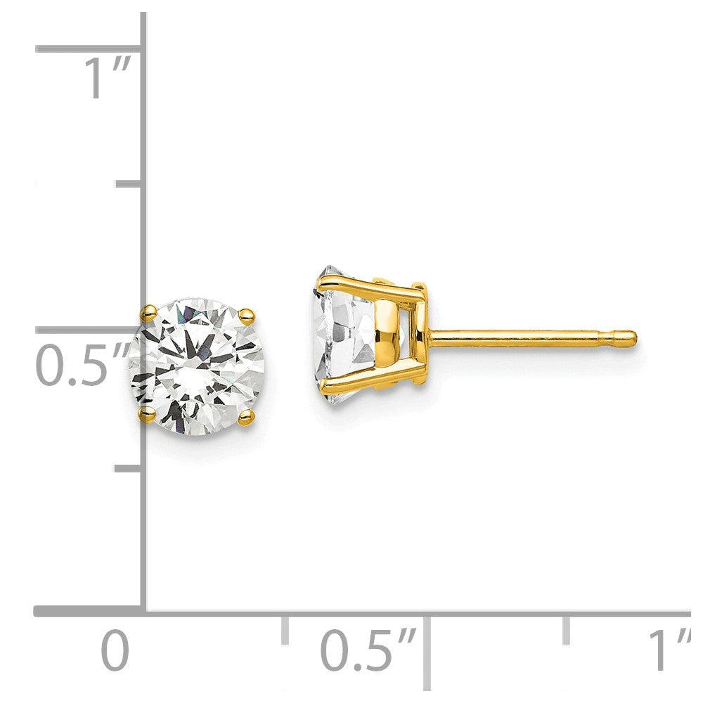 Buy Exclusive 14K Gold 6mm Cubic Zirconia Stud Earrings - Stylish Value!