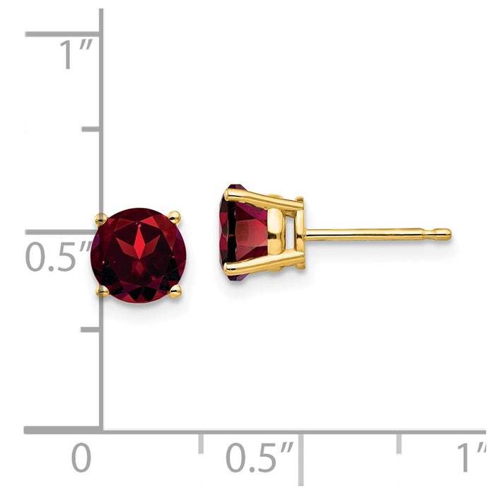 High-Quality 14K Gold 6mm Garnet Stud Earrings - Stylish Luxury Value!-4