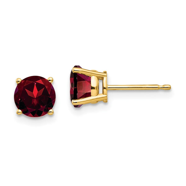 14K Gold 6mm Garnet Stud Earrings