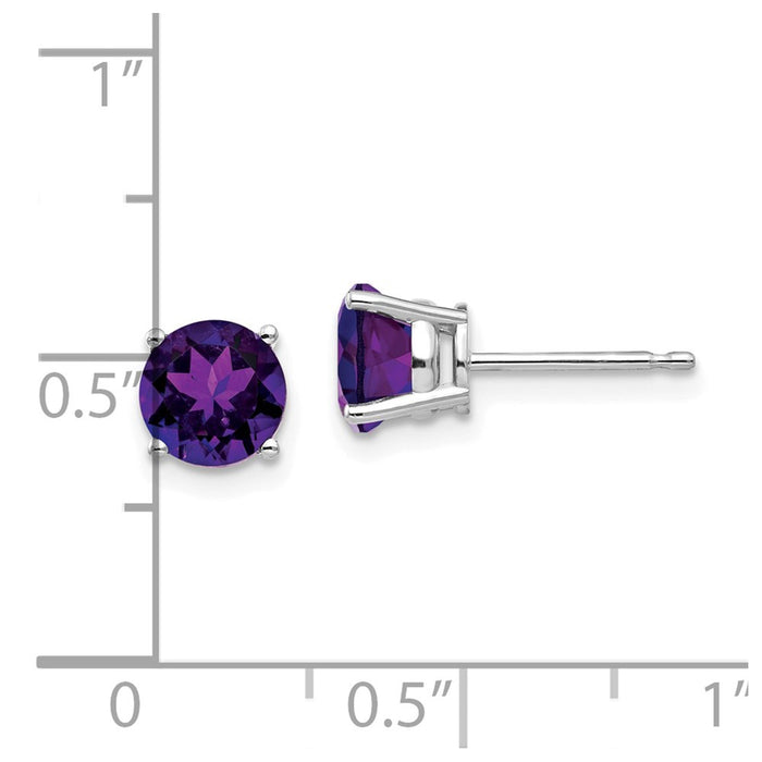 Buy Stylish 6mm Amethyst Stud Earrings in 14K White Gold | Luxury Value-4
