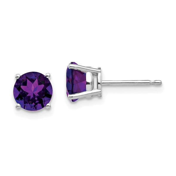 6mm Amethyst Stud Earrings in 14K White Gold