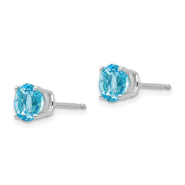 14K White Gold 6mm Blue Topaz Stud Earrings - Style GR1-1014162
