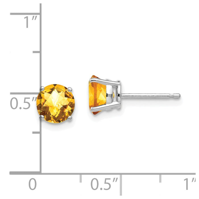 Buy Exclusive 14K White Gold Citrine Checkerboard Earrings - Stylish 6mm Design-4