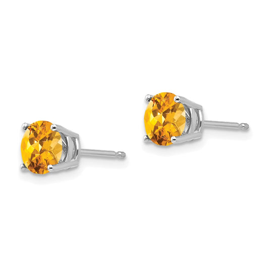 Shop Exclusive 14K White Gold 6mm Citrine Stud Earrings | Stylish Value