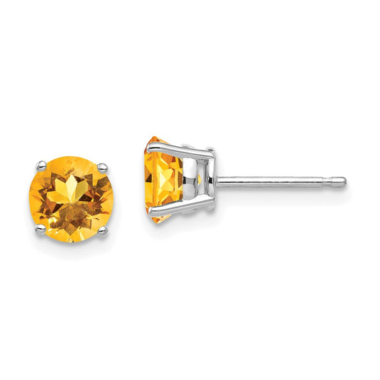 Shop Exclusive 14K White Gold 6mm Citrine Stud Earrings | Stylish Value
