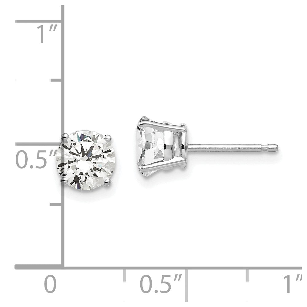 Buy Designer 14K White Gold 6mm Cubic Zirconia Stud Earrings - Luxury Value