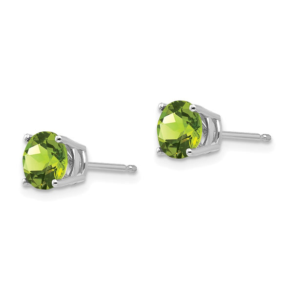 14K White Gold 6mm Peridot Stud Earrings