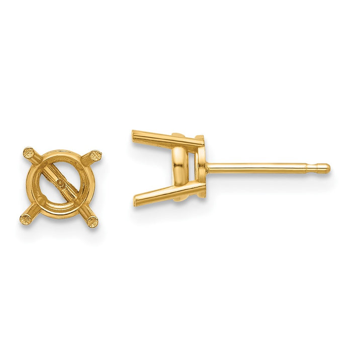 Buy Stylish 14K Gold 6mm Round Earring Settings - Luxury Look at Great Price-1