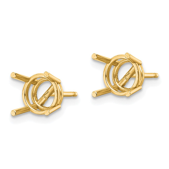 Buy Stylish 14K Gold 7mm Round Earring Settings - Luxury Quality & Value-2