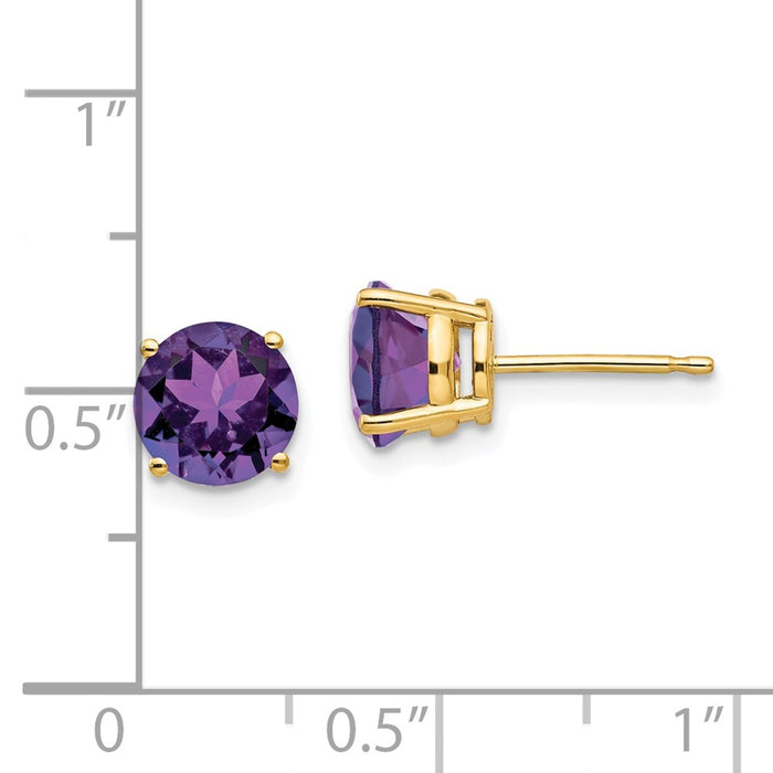Buy Stylish 14K Gold 7mm Amethyst Stud Earrings - Affordable Luxury Jewelry-4