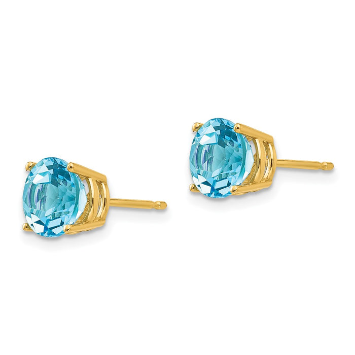Shop Exclusive 14K Gold 7mm Blue Topaz Stud Earrings - Affordable Luxury Jewelry-2