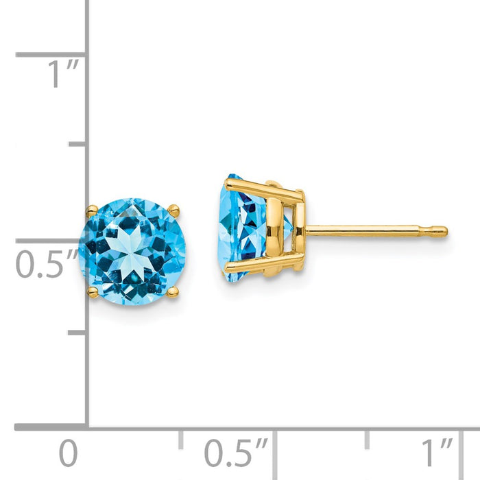 Shop Exclusive 14K Gold 7mm Blue Topaz Stud Earrings - Affordable Luxury Jewelry-4