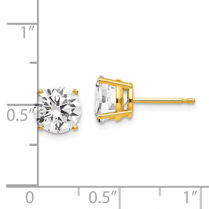 Buy Exclusive 14K Gold 7mm Cubic Zirconia Stud Earrings - Stylish Value-4