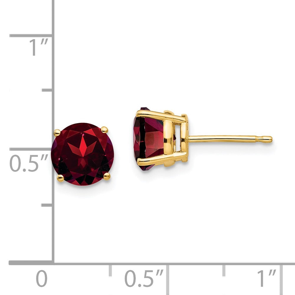Designer 14K Gold 7mm Garnet Stud Earrings - Stylish Luxury at a Great Price!