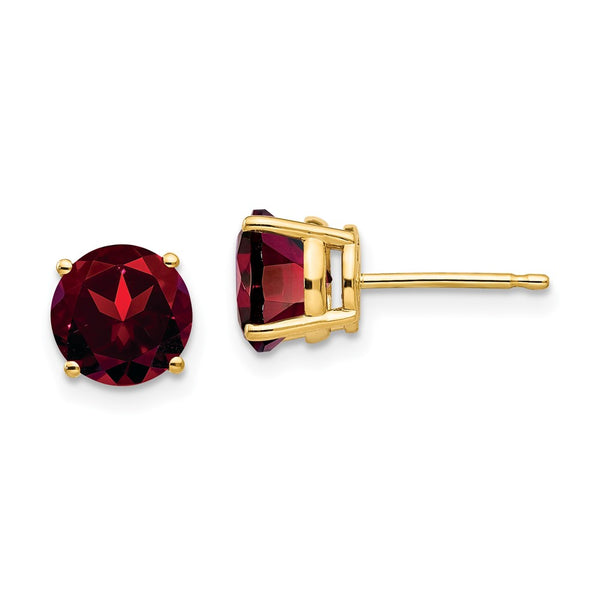 14K Gold 7mm Garnet Stud Earrings