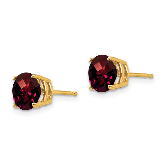 Shop Stylish 14K Gold 7mm Garnet Checkerboard Earrings - Luxury Value!