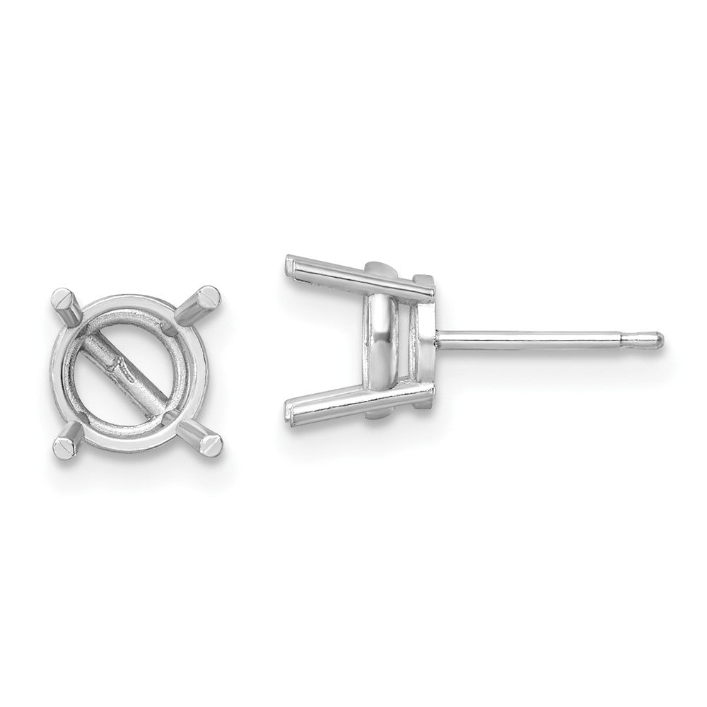 Buy Stylish 14K White Gold 7mm Round Earring Settings - Luxury Value!