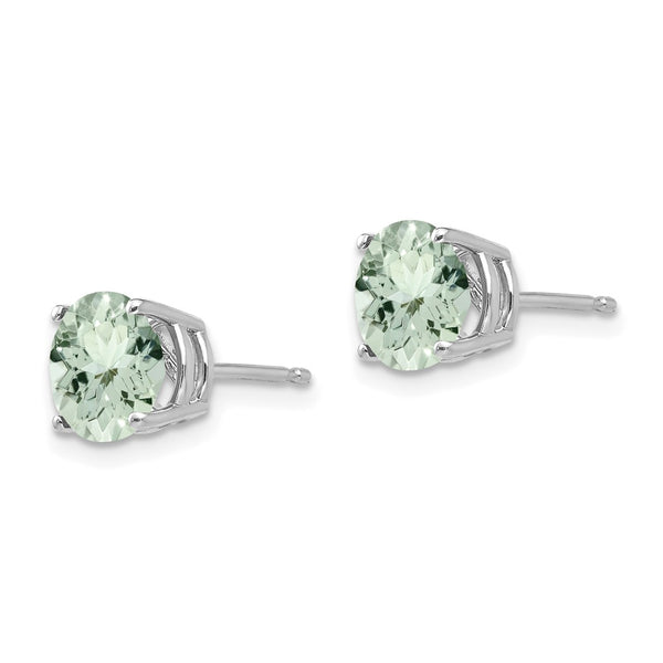 14K Gold 7mm Round Green Quartz Stud Earrings