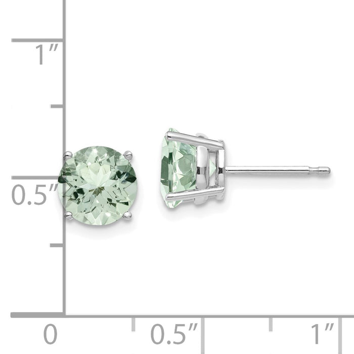 Shop 14K Gold 7mm Round Green Quartz Stud Earrings - Stylish Luxury Value-4