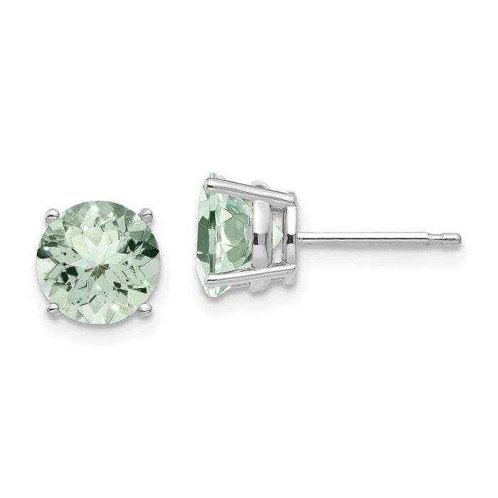 Shop 14K Gold 7mm Round Green Quartz Stud Earrings - Stylish Luxury Value-1