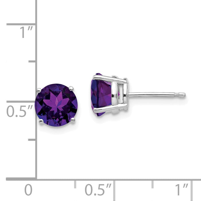 Shop Stylish 14K White Gold 7mm Amethyst Stud Earrings - Affordable Luxury-4