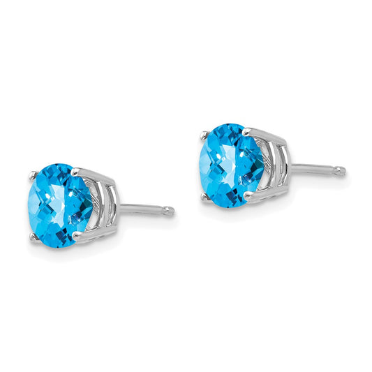 Shop Exclusive 7mm Blue Topaz Checkerboard Earrings in 14K White Gold