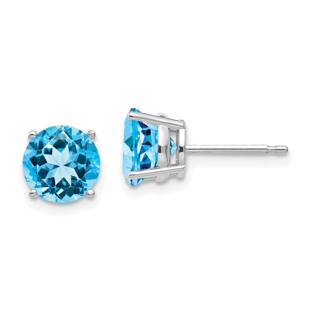 High-quality 14K White Gold 7mm Blue Topaz Stud Earrings - Stylish Value!