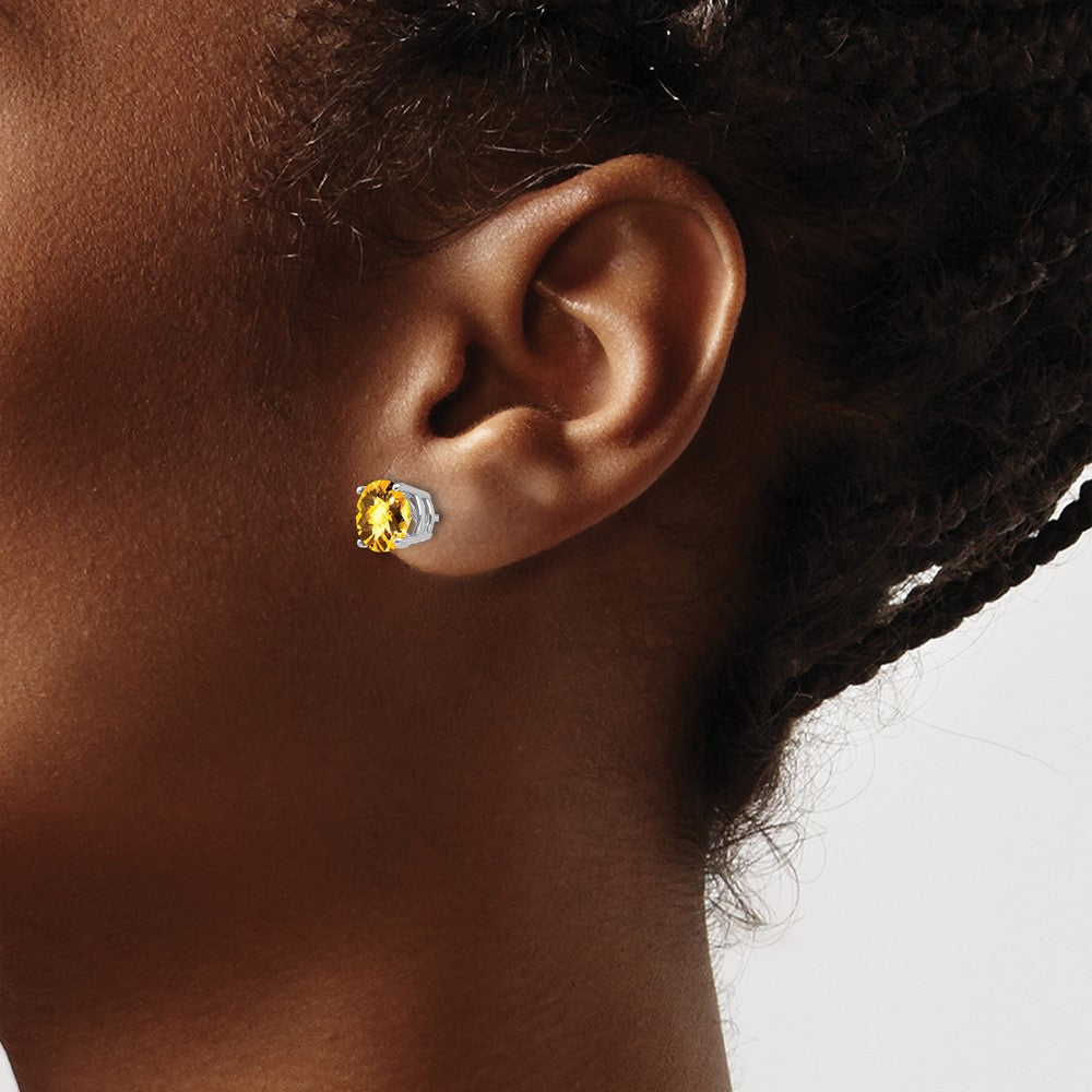 Buy Stylish 14K White Gold 7mm Citrine Checkerboard Earrings - Luxury Value!