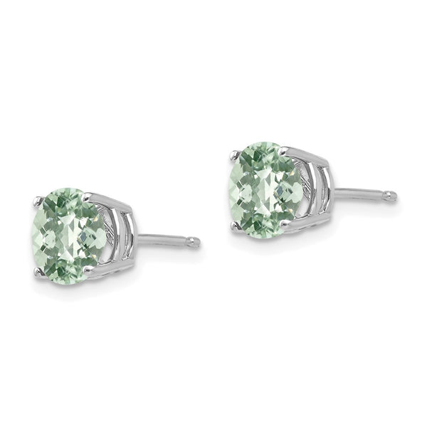 14K Gold 7mm Round Checker-Cut Green Quartz Earrings - Style GR1-1014286
