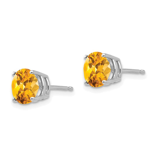 High-Quality 14K White Gold 7mm Citrine Earrings - Stylish Luxury Value!