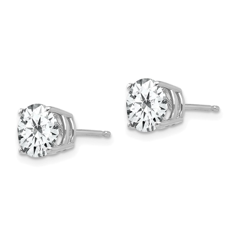 Designer 14K White Gold 7mm Cubic Zirconia Stud Earrings - Stylish Luxury