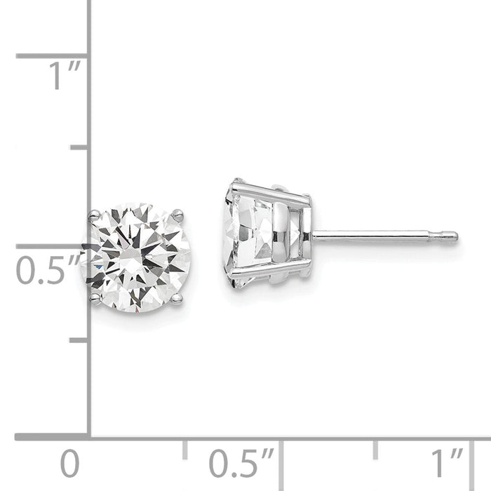Designer 14K White Gold 7mm Cubic Zirconia Stud Earrings - Stylish Luxury-4