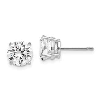 Designer 14K White Gold 7mm Cubic Zirconia Stud Earrings - Stylish Luxury