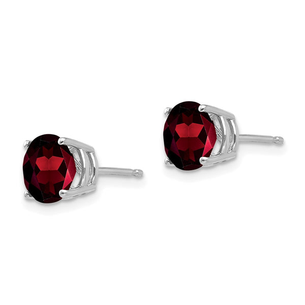 14K White Gold 7mm Garnet Stud Earrings