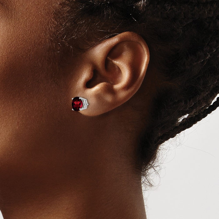 Shop Stylish 14K White Gold 7mm Garnet Stud Earrings - Luxury Value Offer-3