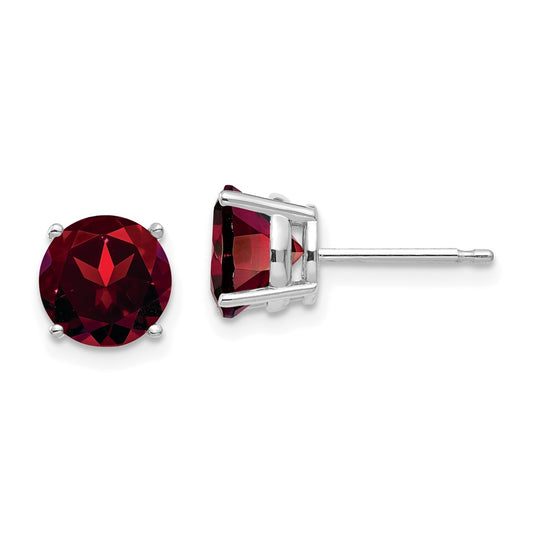 Shop Stylish 14K White Gold 7mm Garnet Stud Earrings - Luxury Value Offer