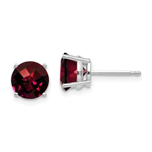 Shop Exclusive 14K White Gold 7mm Garnet Checkerboard Earrings - Stylish Luxury!