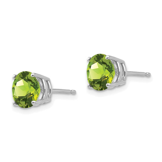 Buy Stylish 14K White Gold 7mm Peridot Stud Earrings at an Affordable Price