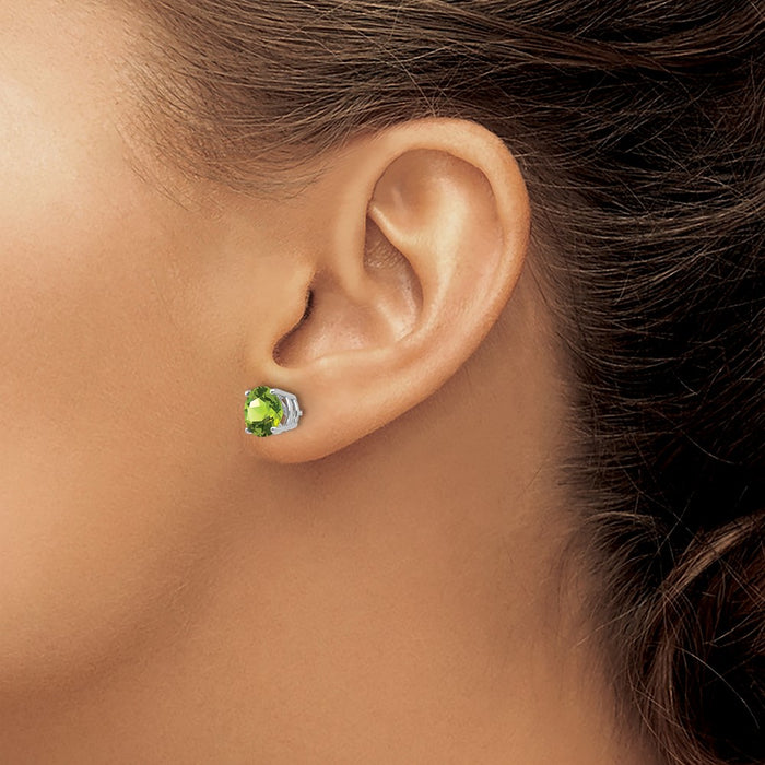 Buy Stylish 14K White Gold 7mm Peridot Stud Earrings at an Affordable Price-3