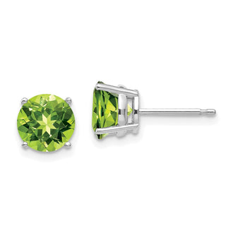 Buy Stylish 14K White Gold 7mm Peridot Stud Earrings at an Affordable Price