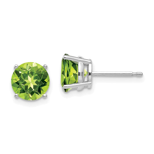 Buy Stylish 14K White Gold 7mm Peridot Stud Earrings at an Affordable Price