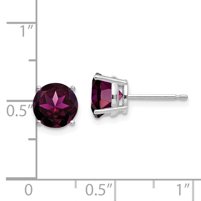 Order Stylish 14K White Gold 7mm Rhodolite Garnet Stud Earrings - Luxury Value!-4