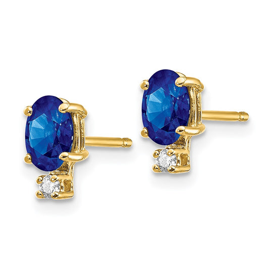 High-Quality 14K Gold Sapphire & Diamond Stud Earrings - Stylish Value Choice!