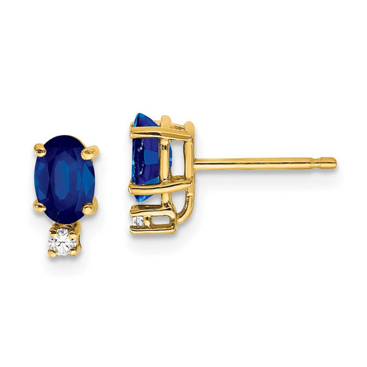 High-Quality 14K Gold Sapphire & Diamond Stud Earrings - Stylish Value Choice!