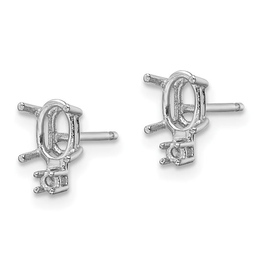 Order Stylish 14K White Gold Oval 6x4 Earring Mounting with Diamond Accents