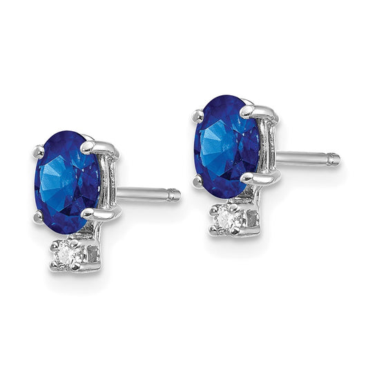 Buy Designer 14K White Gold Oval Sapphire & Diamond Earrings, 6x4mm, VS Clarity - Luxury Value!